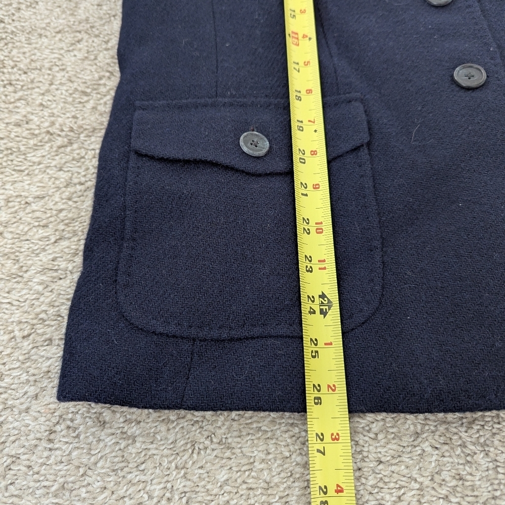 Lands End Navy 3-Button Wool Blend Blazer Front Pockets - Picture 4 of 10